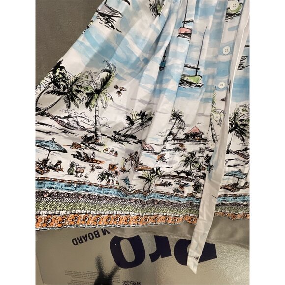LF LESLIE FAY RETRO WATER COLOR ISLAND PRINT SLEEVELESS SHIRT DRESS WOMEN SZ 10 - Picture 8 of 16